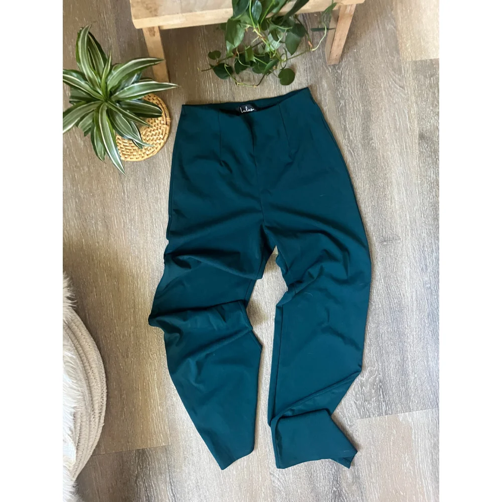 Lulus Teal High-Waisted Wide-Leg Trousers Size S - Picture 1 of 5
